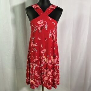 NWT LOFT Red & Pink Floral Paisley Print Sleeveless Mini Dress